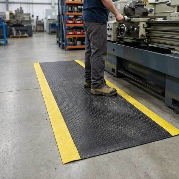91cm x 300cm Anti-Fatigue Mat Black/Yellow 14mm Thick