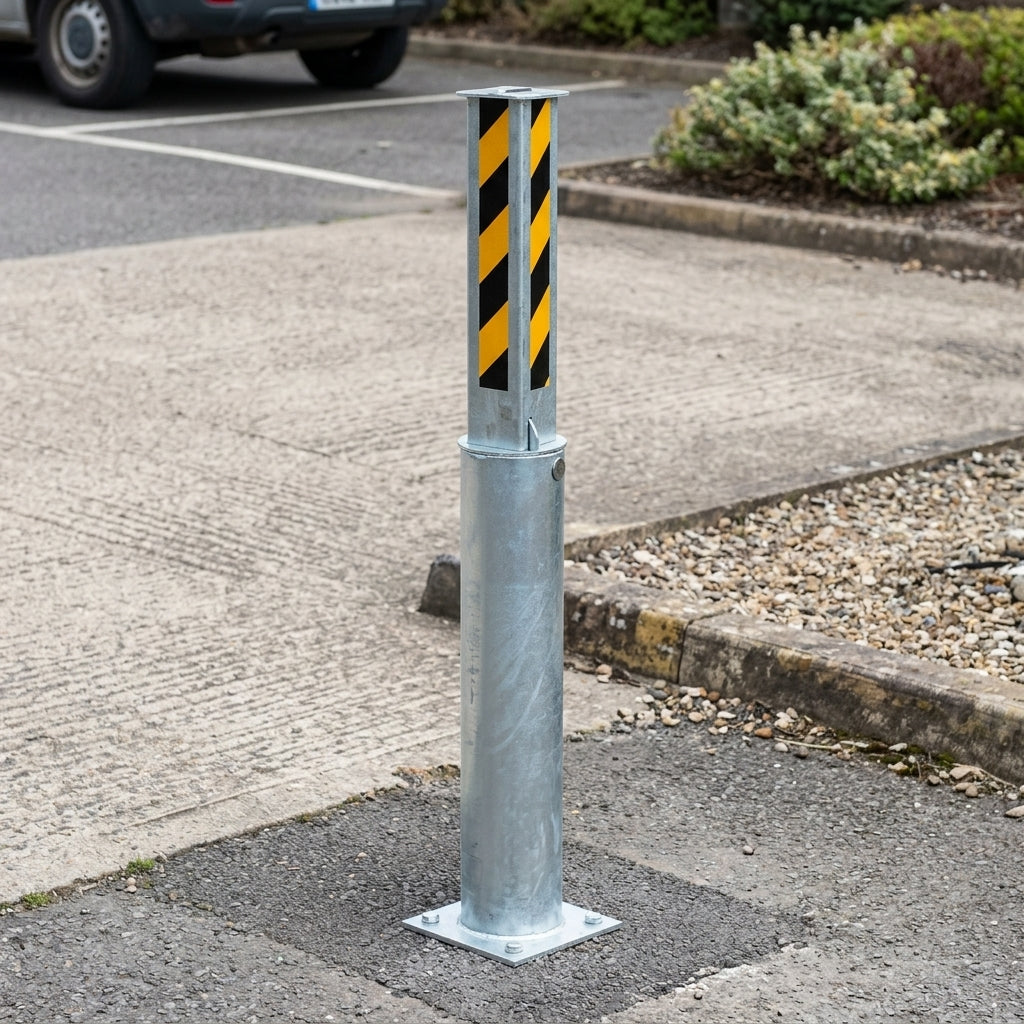 Telescopic Bollard - Black/Yellow - Heavy-Duty Security Post