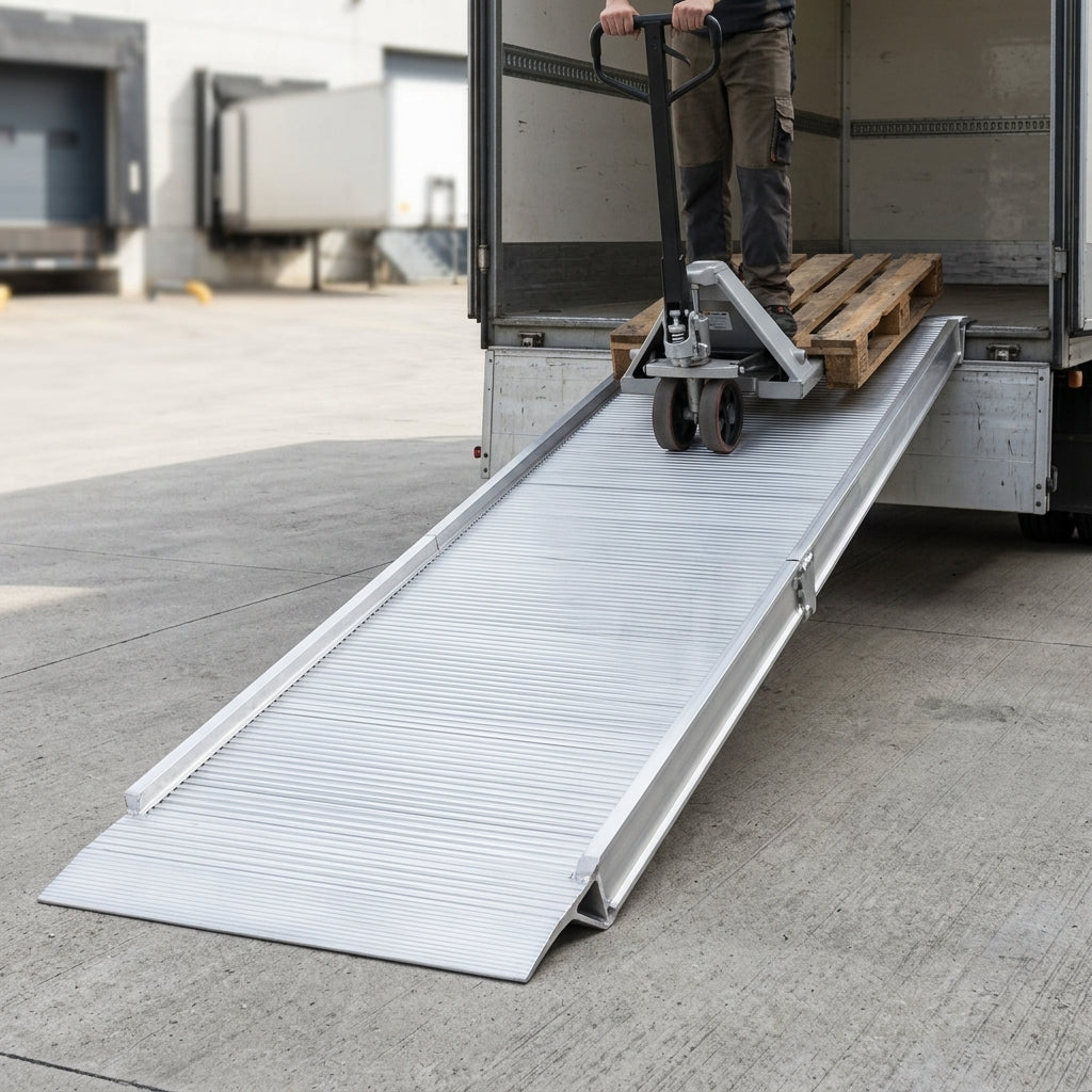 4000mm Loading Ramps Aluminium Milled Surface 6860kg Capacity