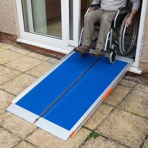 2ft/5ft/6ft Folding Wheelchair Ramp + 700mm Aluminium Threshold