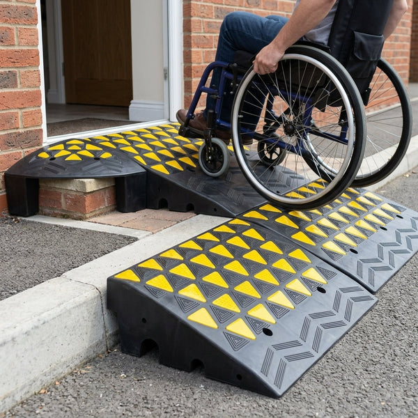 100mm, 150mm & 200mm Rubber Kerb Ramp 20,000kg Capacity