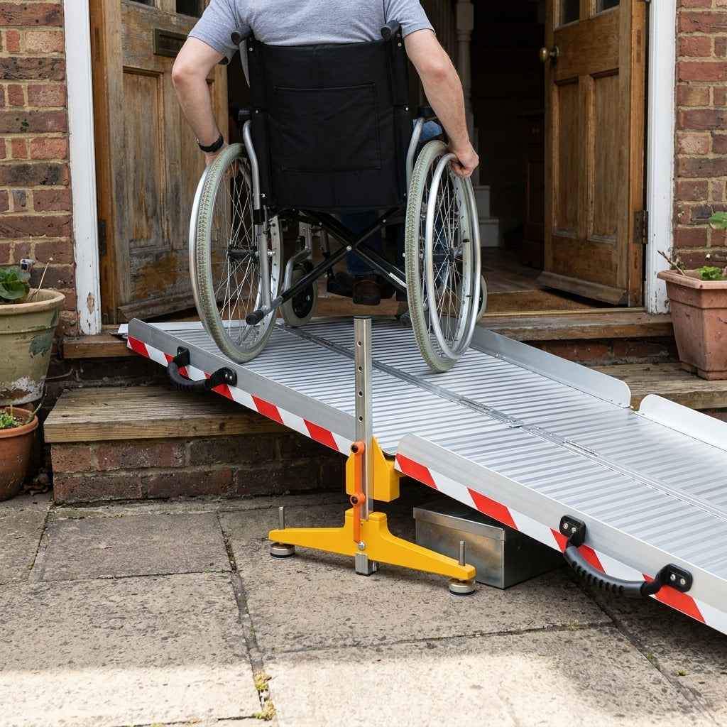 Adjustable Joining Support for Wheelchair Ramps