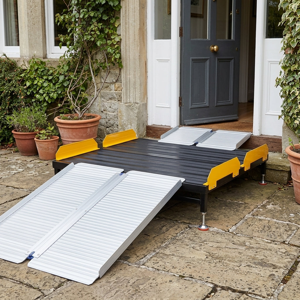 935mm x 1010mm Adjustable Platform - Black with Yellow Edges