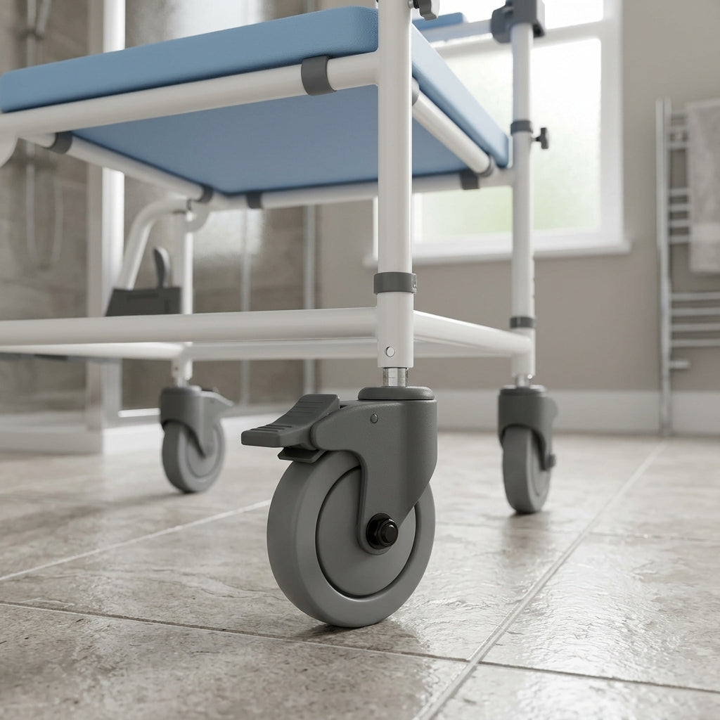 Shower Commode Chair with Adjustable Footrests and Lockable Wheels (view 2)