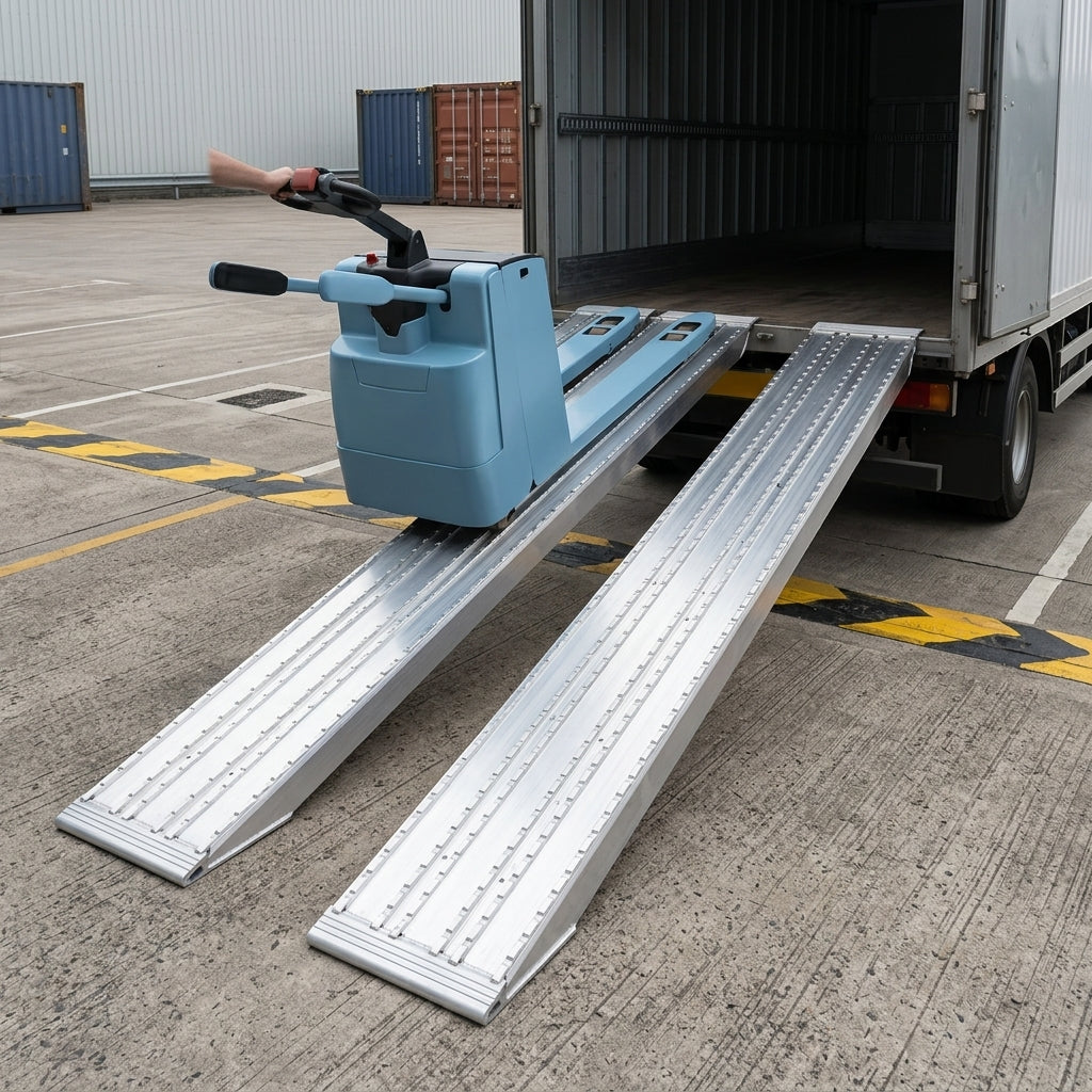 5000mm Loading Ramps Aluminium Milled Surface 6095kg Capacity