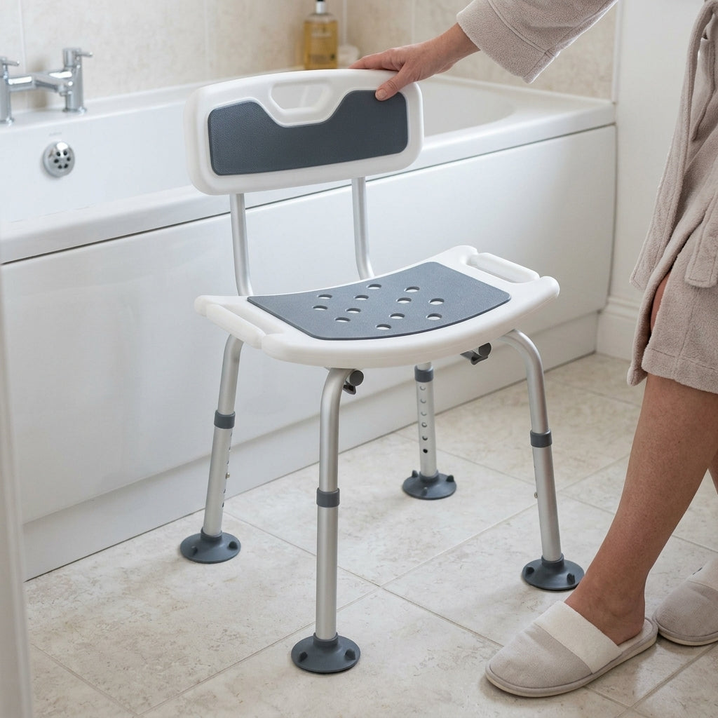 Height-Adjustable Shower Seat with Backrest