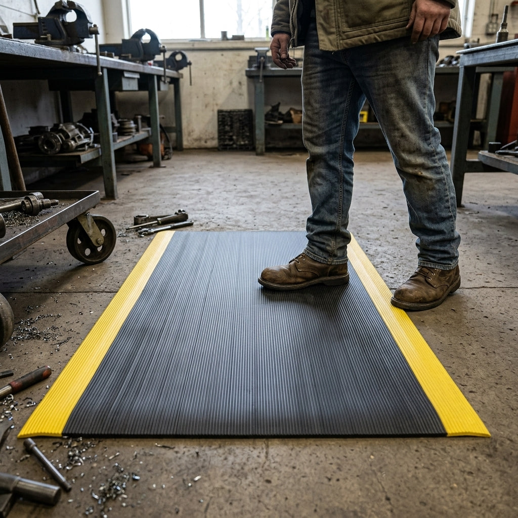 9.4mm Anti-Fatigue Mat Roll Black & Yellow