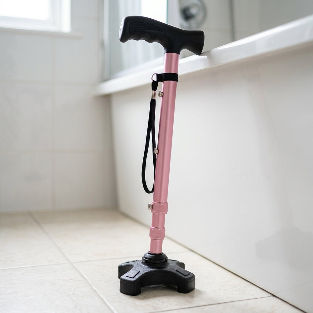 Adjustable Walking Stick 8 Heights Pastel Pink (view 2)