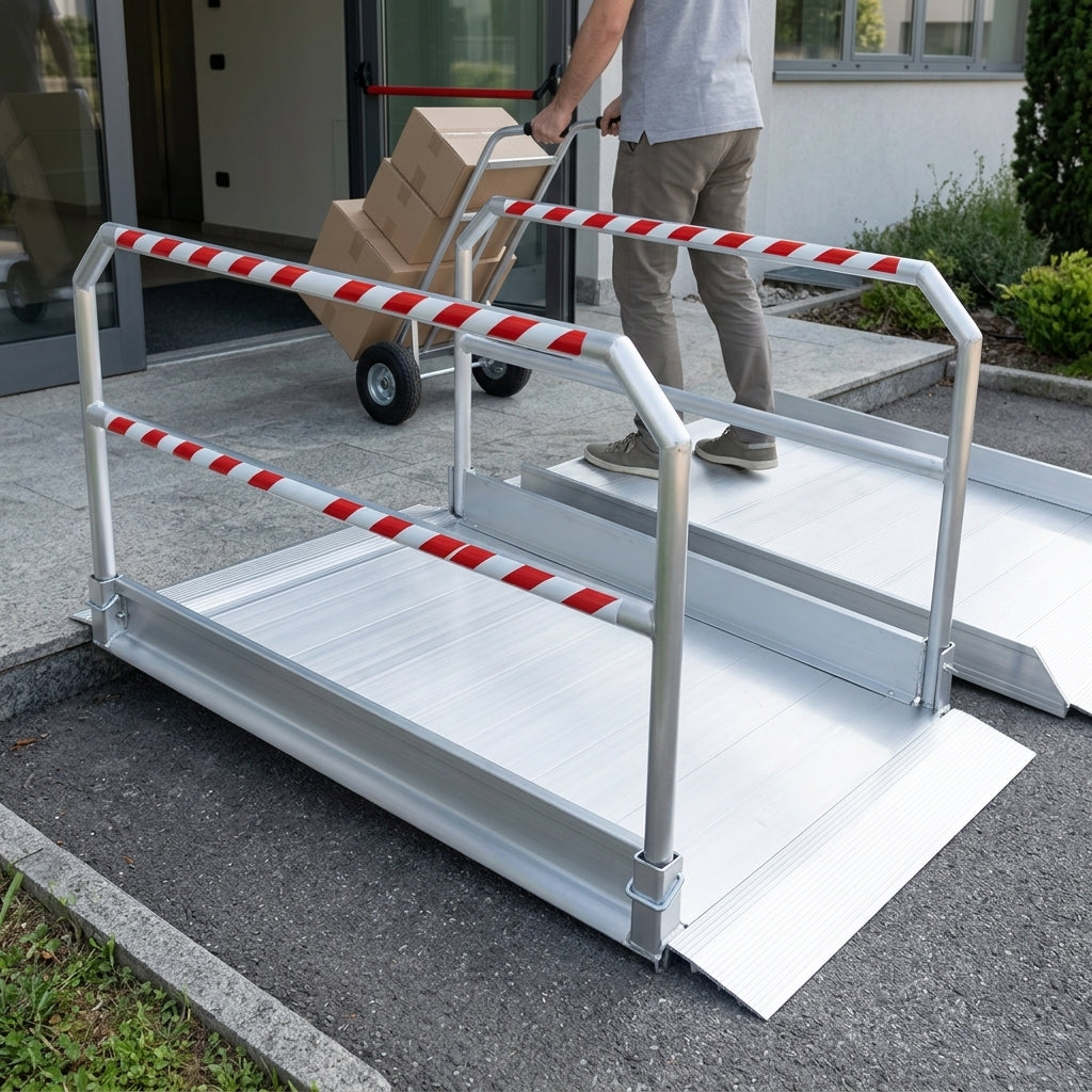 2390mm Vehicle Accessible Ramp with Handrails 1000mm Width