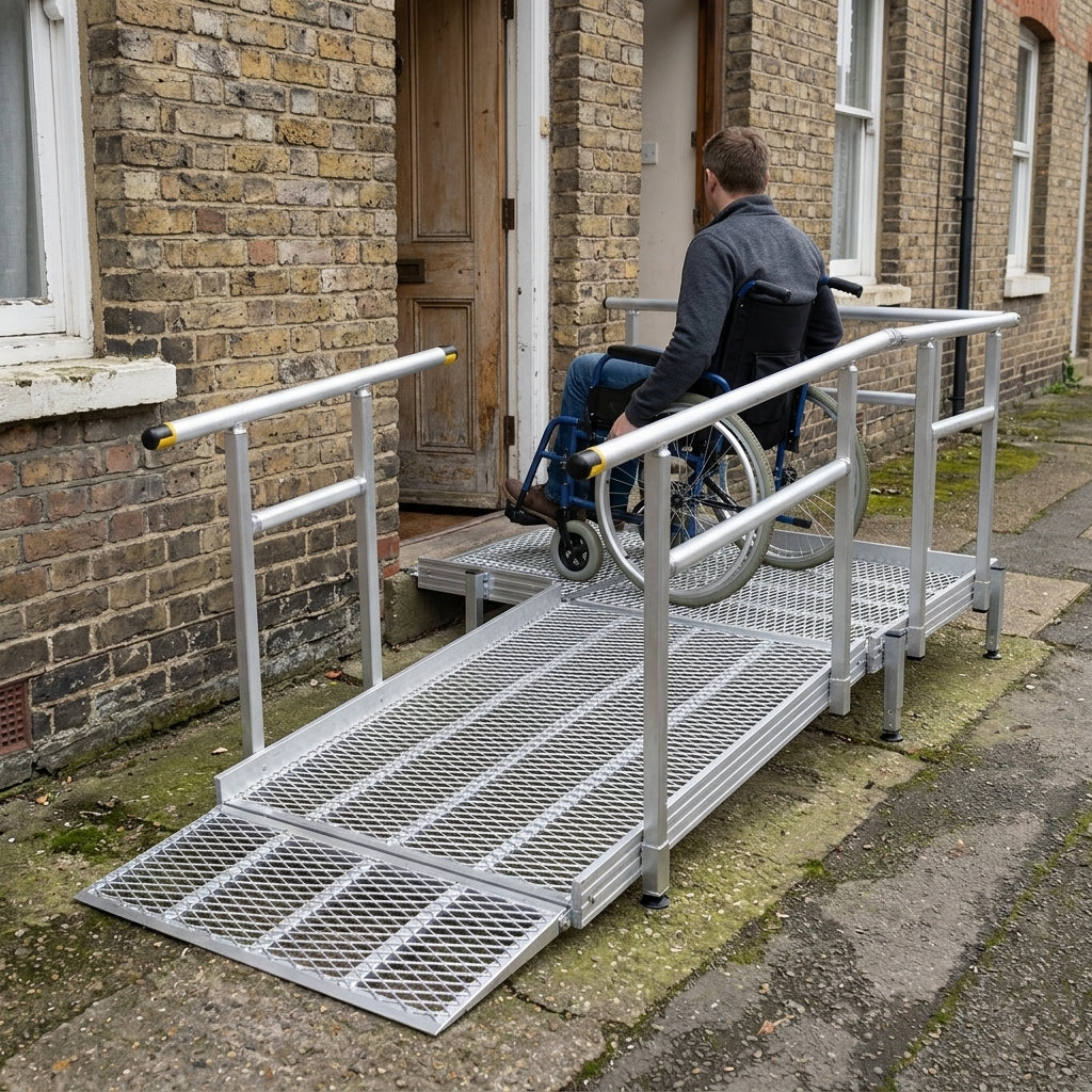 990mm Wide Aluminium Modular Wheelchair Ramp - 400kg Capacity