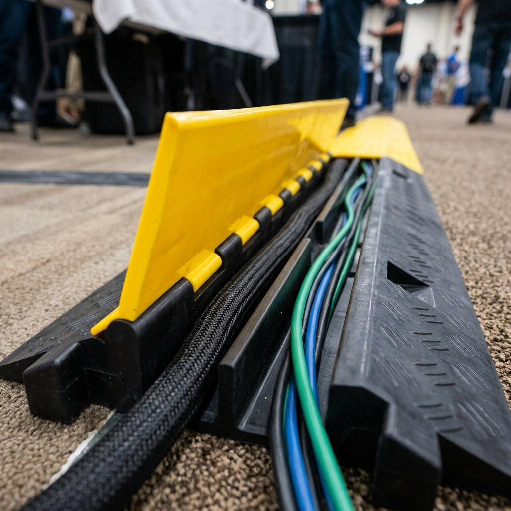 990mm x 250mm x 50mm 2-Channel Rubber Cable Protector (view 2)