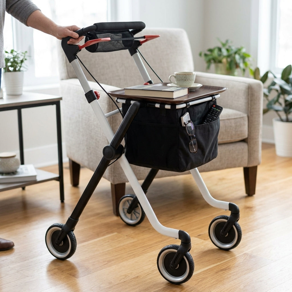 Indoor Rollator 4-Wheel Lightweight Adjustable Handle (view 2)