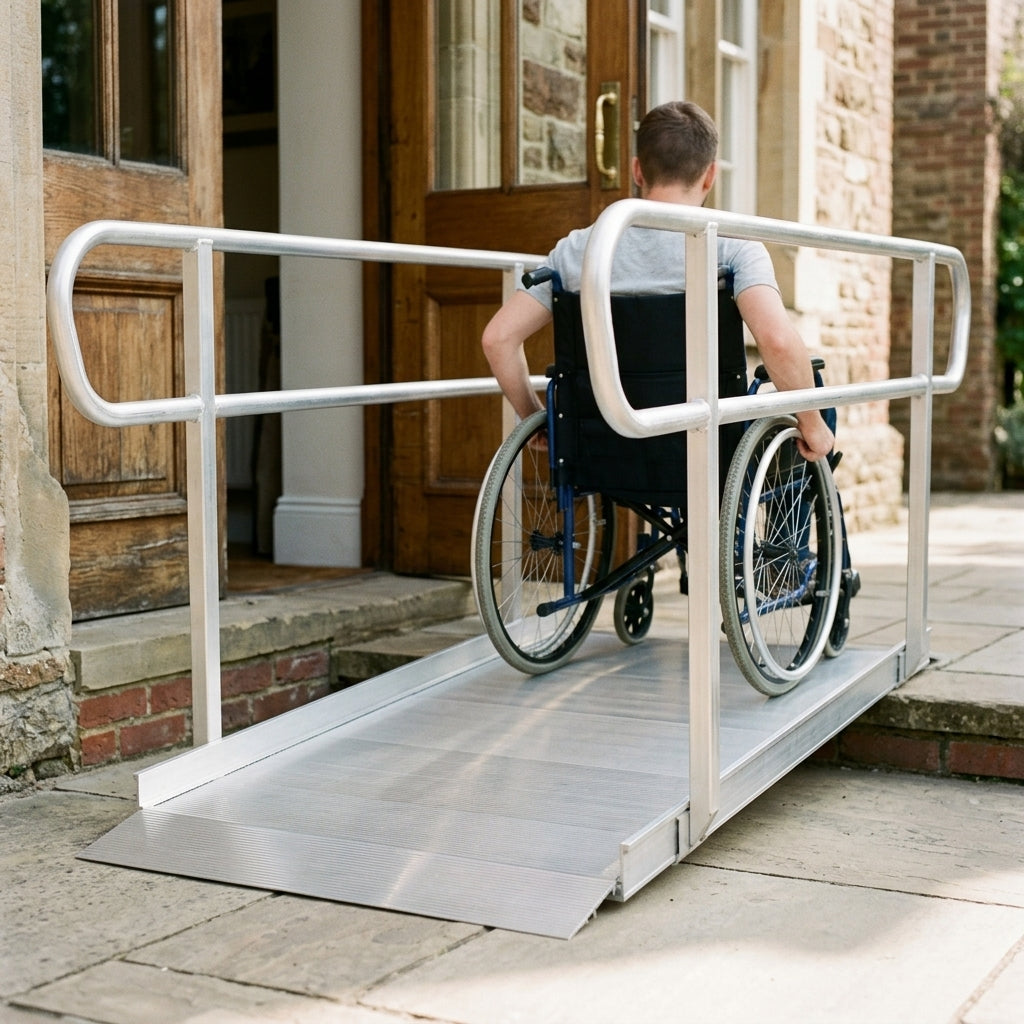 3ft to 12ft Wheelchair Ramp Kit with Handrails 350kg Capacity