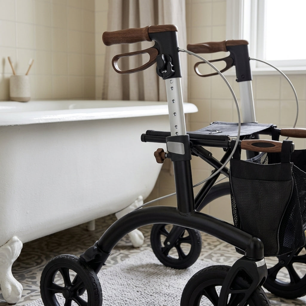 Lightweight Foldable Rollator with Armrests and Seat (view 2)